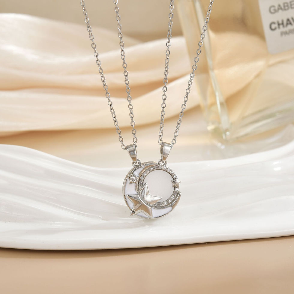 Thumbnail: LATS New Stainless Steel Magnetic Sun Moon Couple Necklace Fashion Chain for Men
