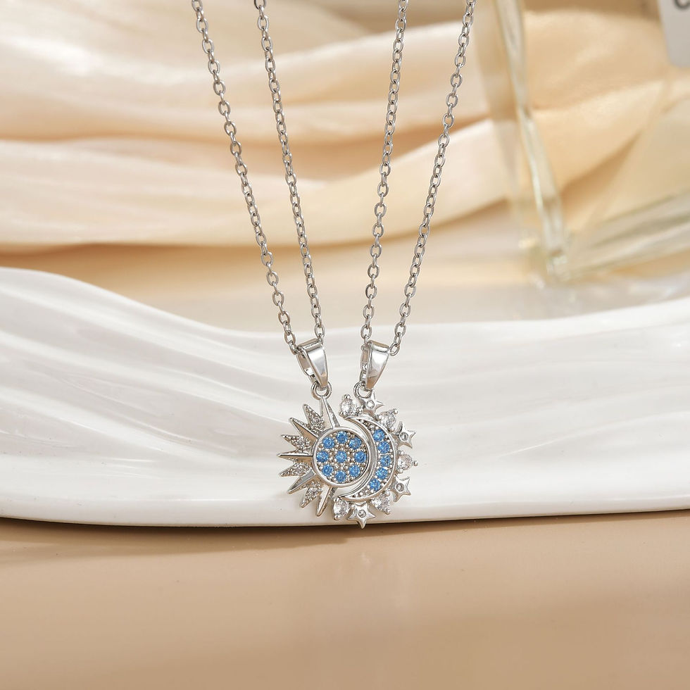 Thumbnail: LATS New Stainless Steel Magnetic Sun Moon Couple Necklace Fashion Chain for Men