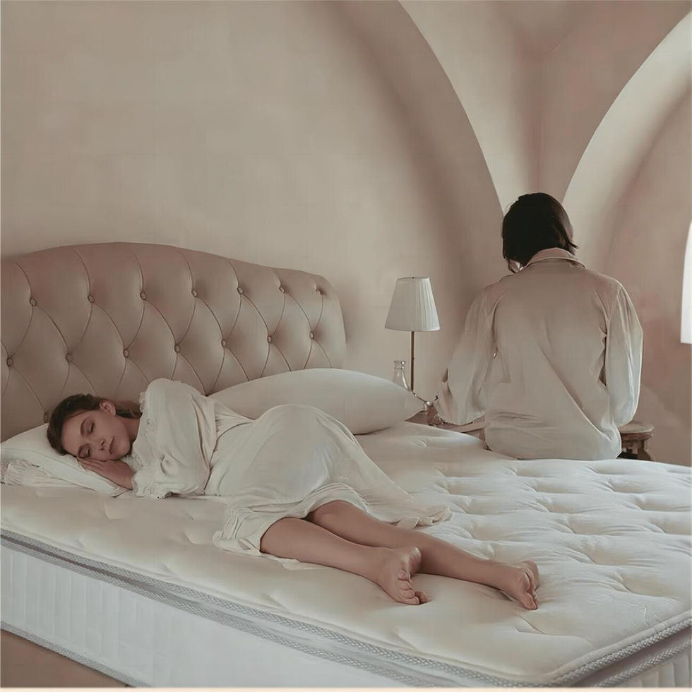 Woman asleep in bed, another woman standing by