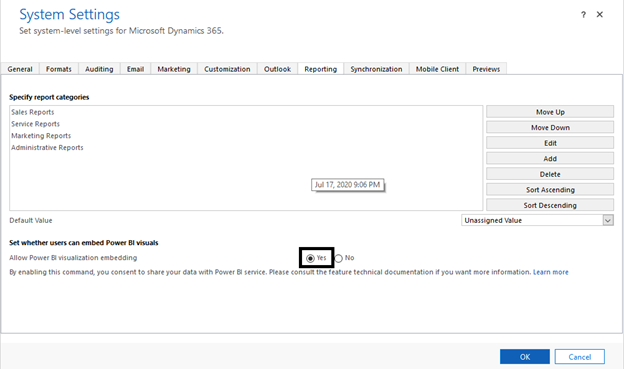 How to Enable Power BI dashboards in Dynamics 365 CE