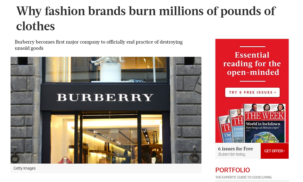 article about why fashion brands burn millions of pounds of clothes