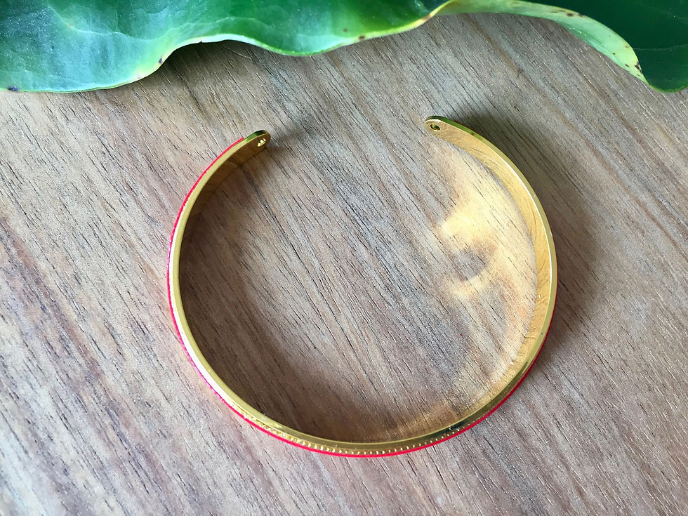 Miniature : Bracelet jonc Cathy rouge et doré