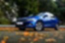 Blue car with shining paintwork
