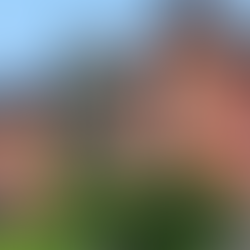 Row of historic red-brick detached homes in a Toronto residential neighbourhood, photographed on a clear spring day with greenery in the foreground. Suitable for real estate and mortgage refinance topics.