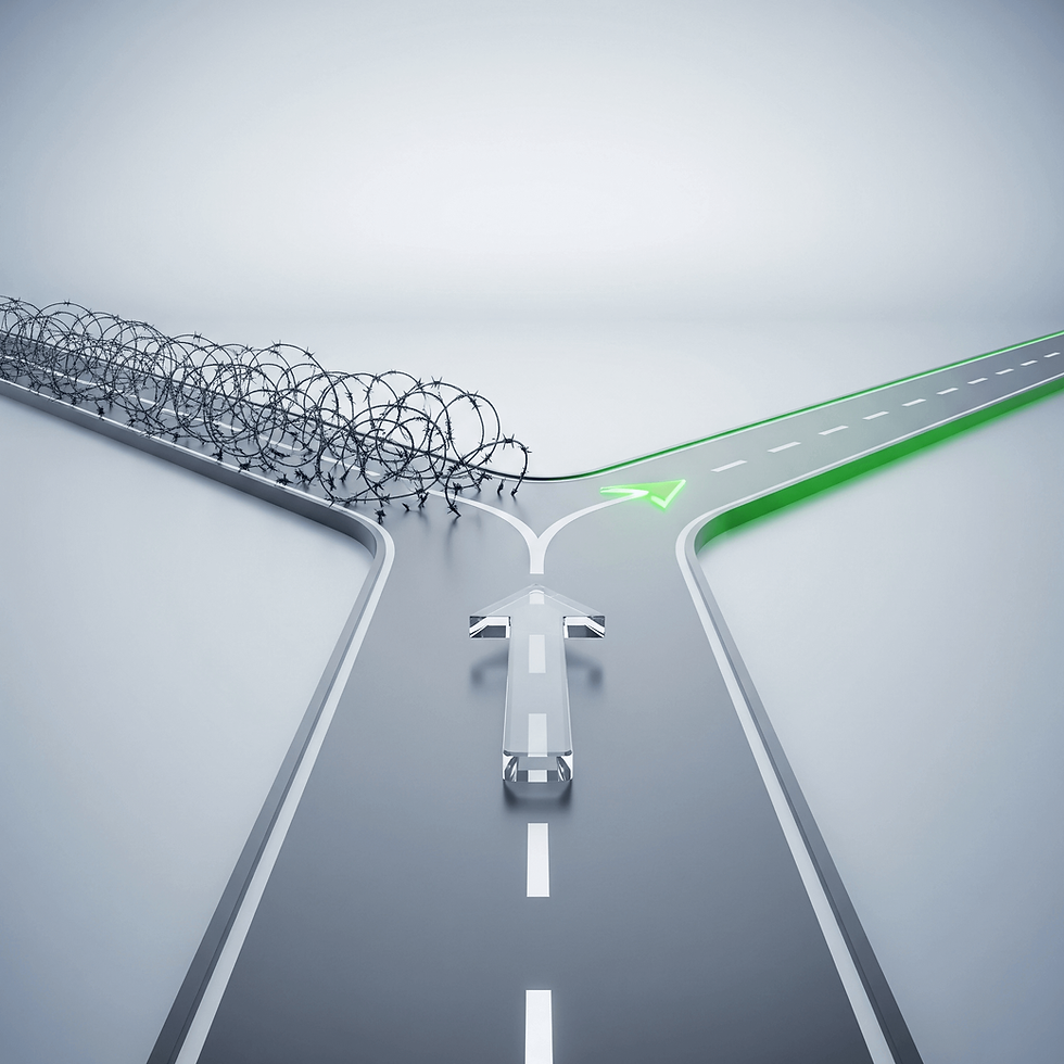 A strategic crossroads illustrating the decision to choose customer support outsourcing for a streamlined, efficient business path.
