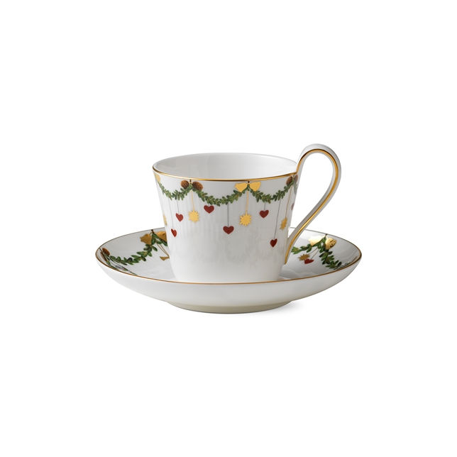 1017438 ROYAL COPENHAGEN TAZZA CON PIATTINO 27CL STAR FLUTED CHRISTMAS