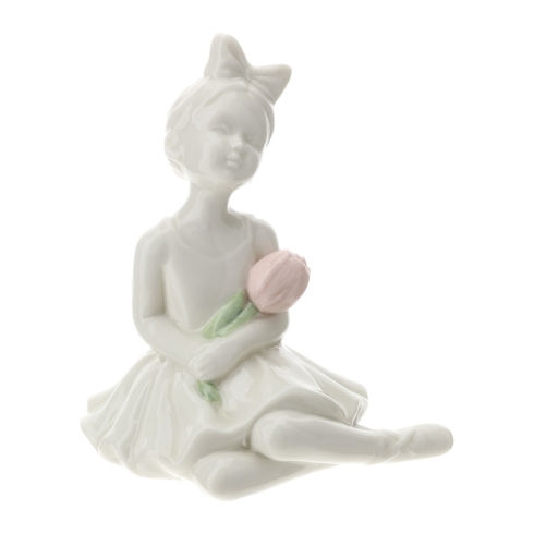 30519 HERVIT BALLERINA PORC. 10CM BIANCA TULIPANO ROSA