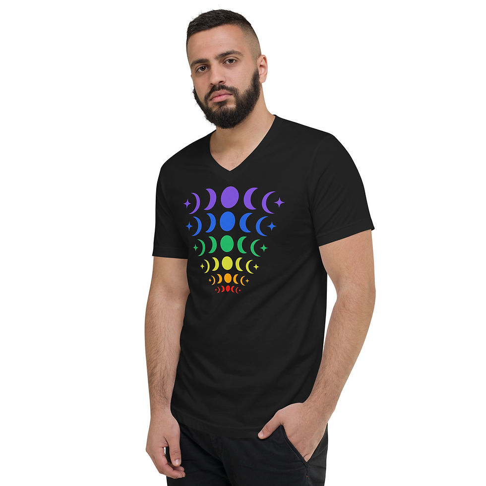 Thumbnail: Black Rainbow Moon Unisex Short Sleeve V-Neck T-Shirt copy