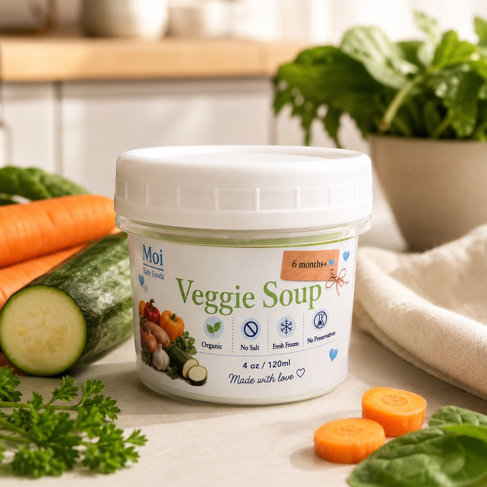 Moi Baby Foods Veggie Soup for babies with fresh vegetables and organic ingredients