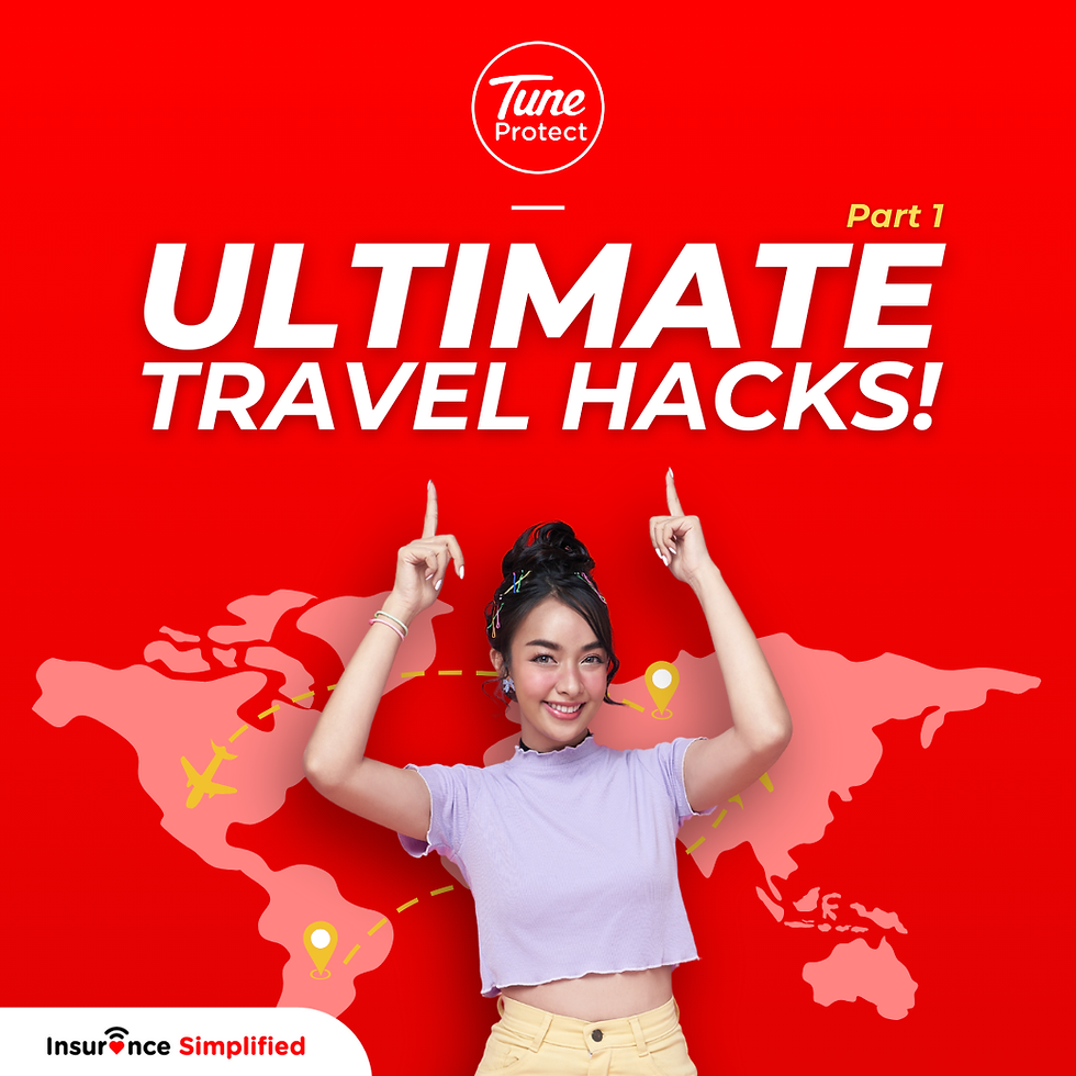 A woman showing you the ULTIMATE Travel Hacks by Tune Protect