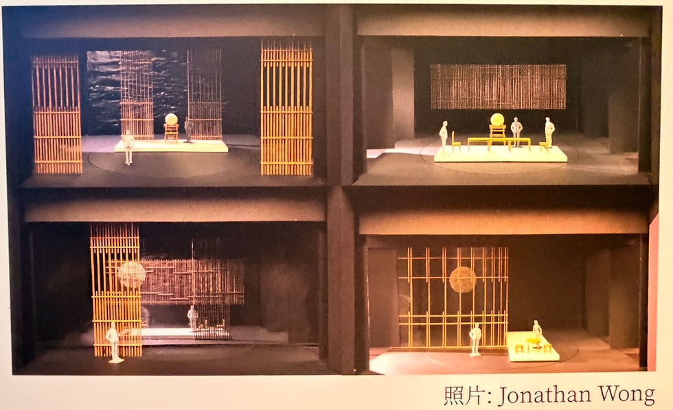 百場圖片展中,舞台美學指導 Jonathan 提供的 《大狀王》舞台設計圖片。
