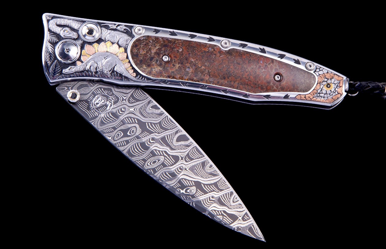 Knife "Dinosaurs" handengraved by Aleksey Saburov