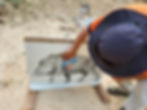 Person displaying javelina target sign