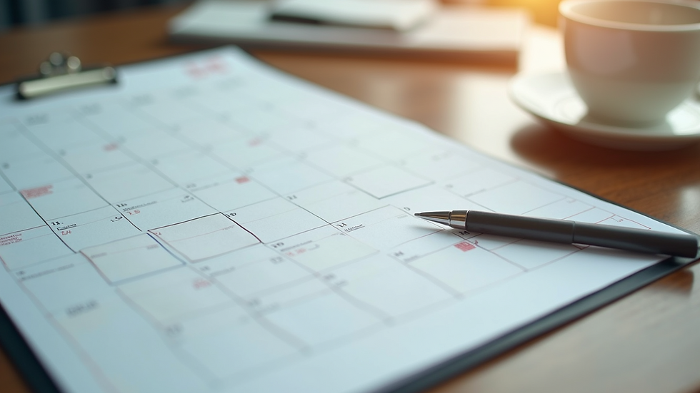 High angle view of a calendar with scheduled counseling appointments marked