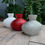 Thumbnail: Studded Ceramic Oval Vase - Red