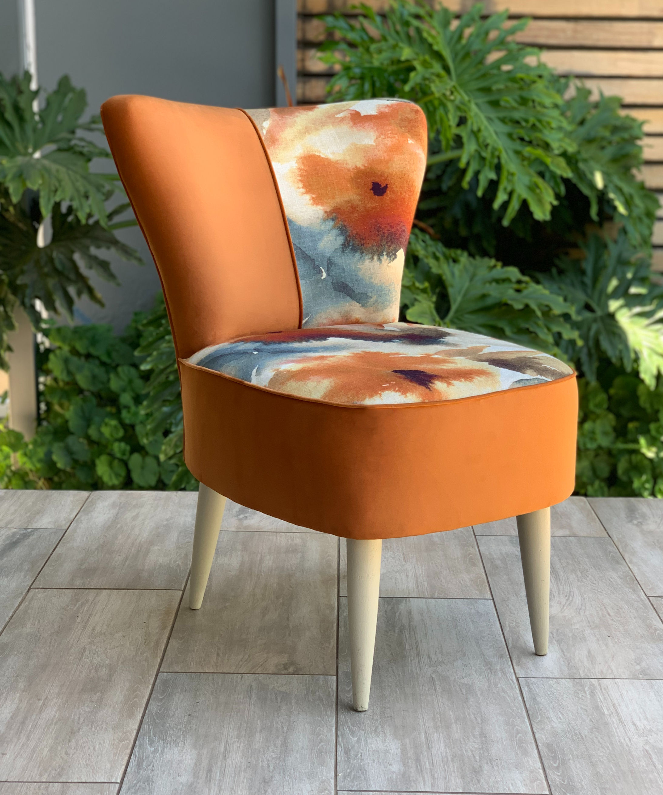 Orange Floral Occasional Chair