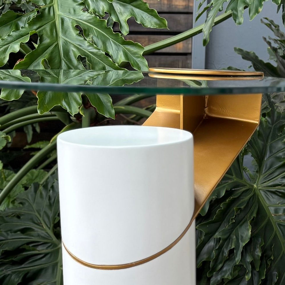 Thumbnail: Glass Top Side Table with Steel Base