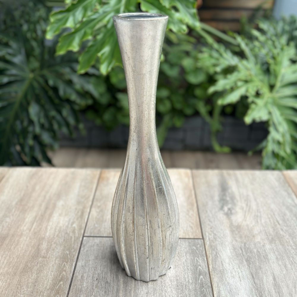 Ten Pin Ceramic Vase Medium - Silver