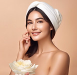 background relate to beauty skincare, a natural beautiful women who has radiance skin, ser