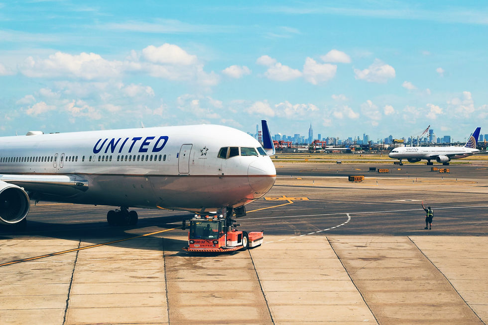 United Airlines airplane receiving fuel