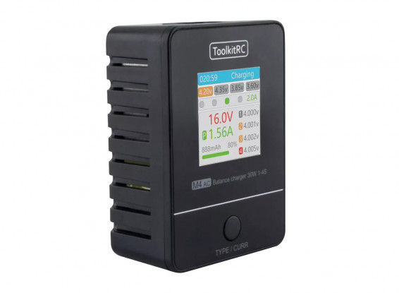ToolkitRC M4AC 30W 2.5A AC Smart Battery Balance Charger XT30/XT60 for 1-4S