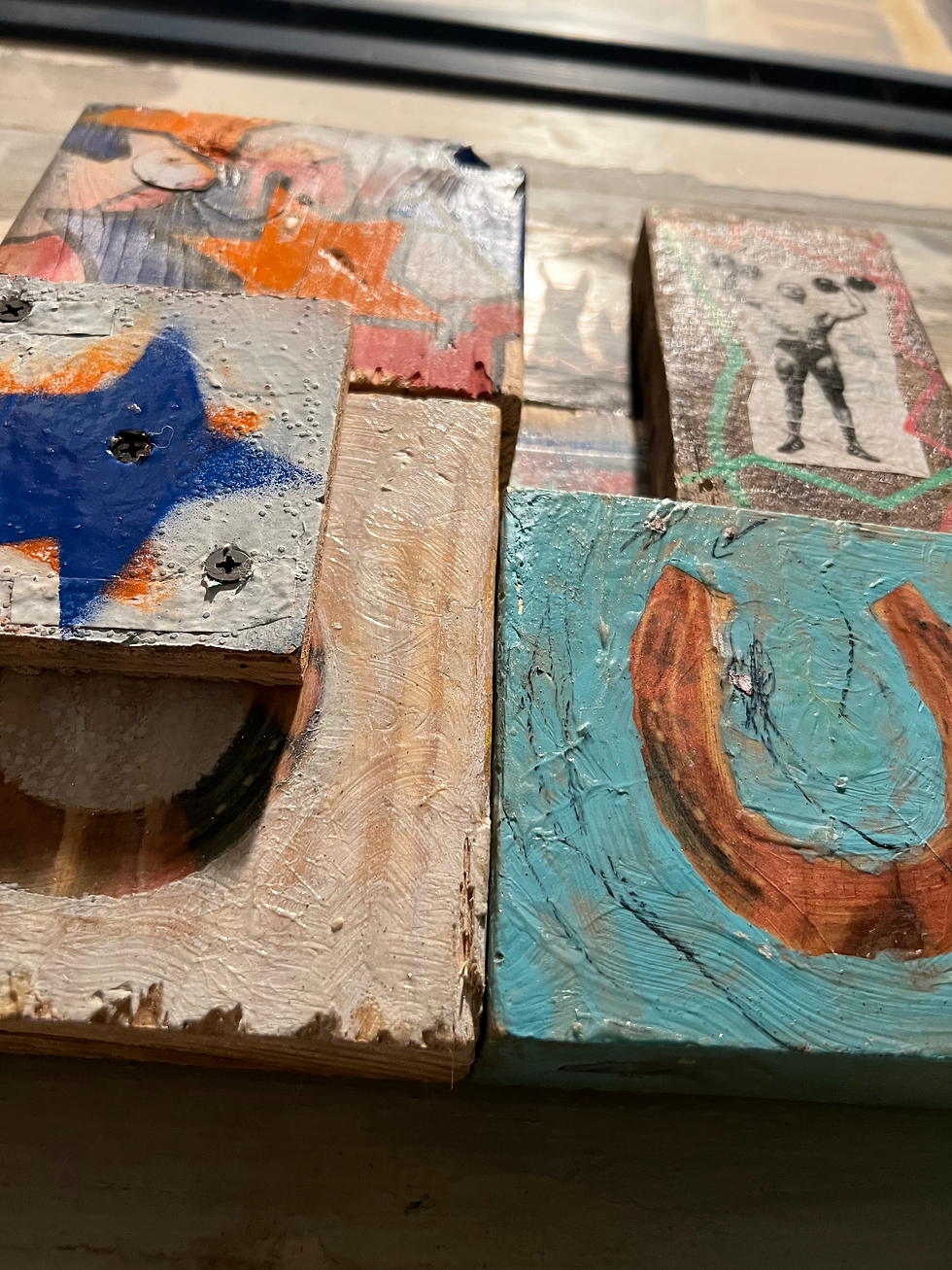Thumbnail: We Are Fire - 10.5” x 12” - Reclaimed Wood Assemblage