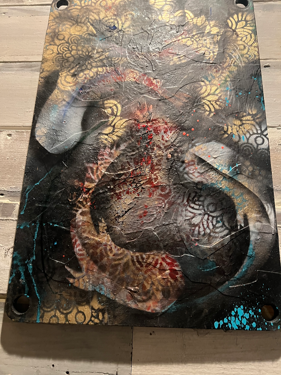 Thumbnail: Koi Summer 15” x 24”  Art On Reclaimed Wood 