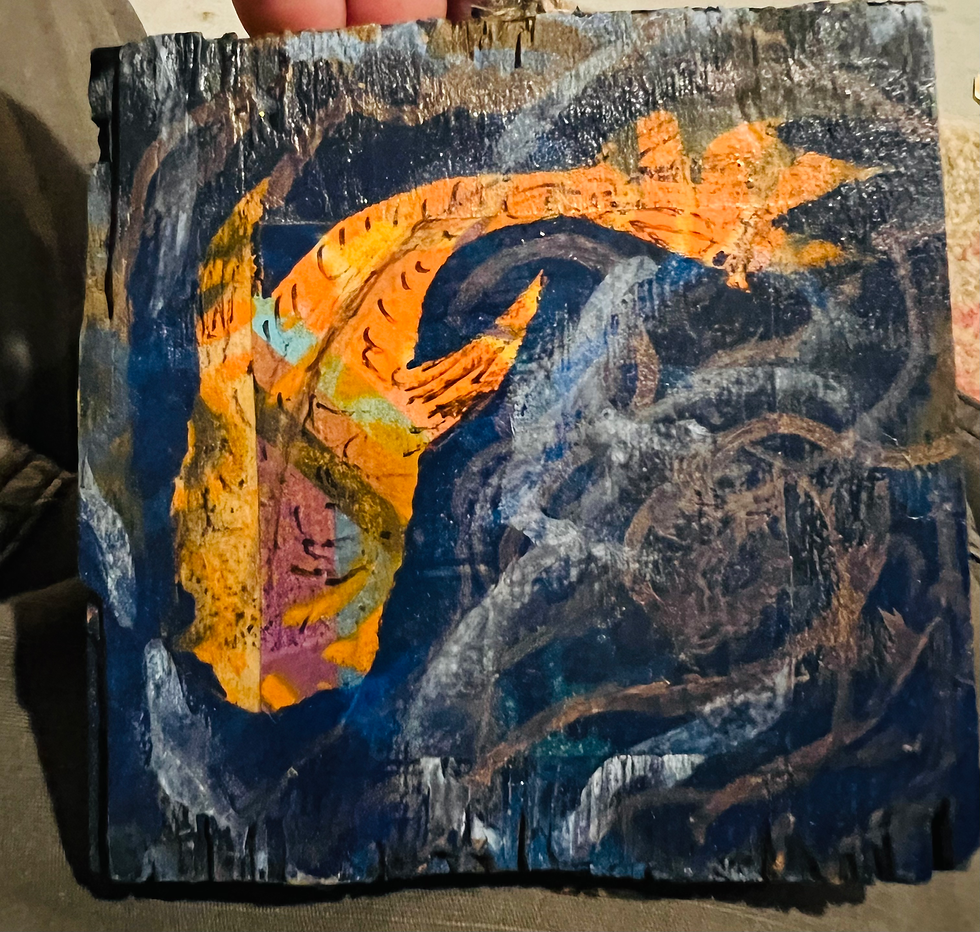 Thumbnail: Happy Koi Pond Blocks - every one a little different! 4"x4"