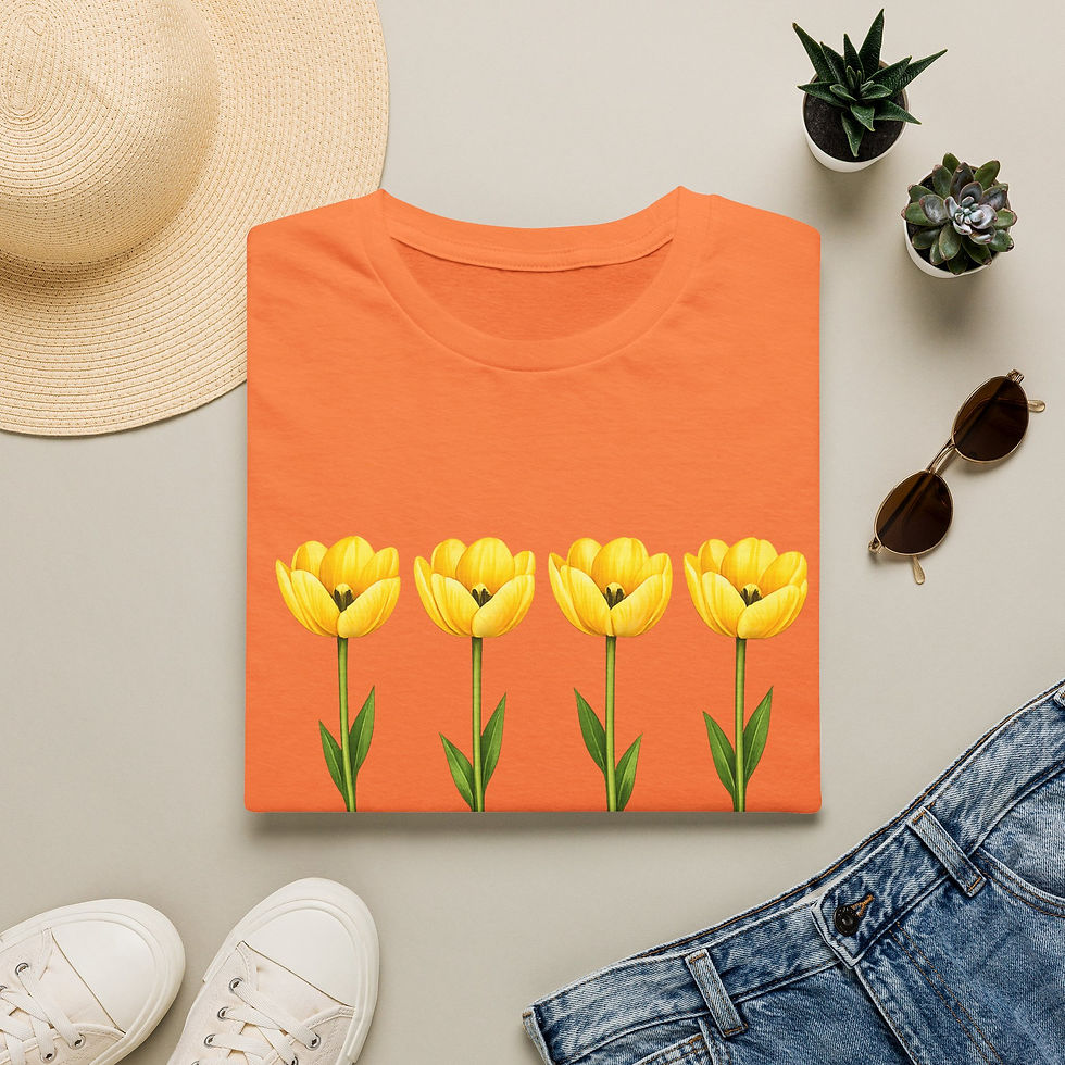 Thumbnail: Yellow Tulip Row T-Shirt | Floral Spring Botanical Tee