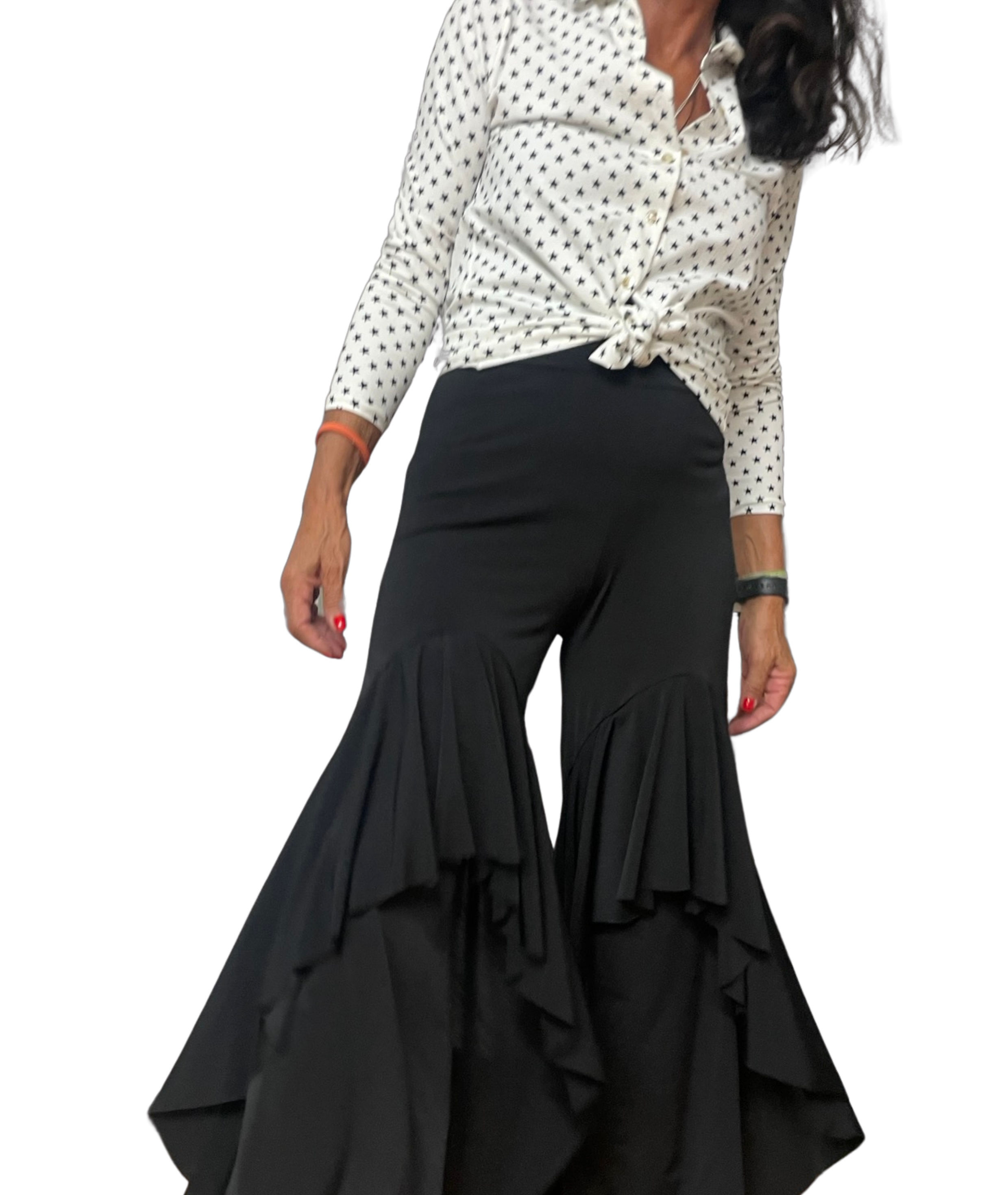 Calças Folho Malha de Seda