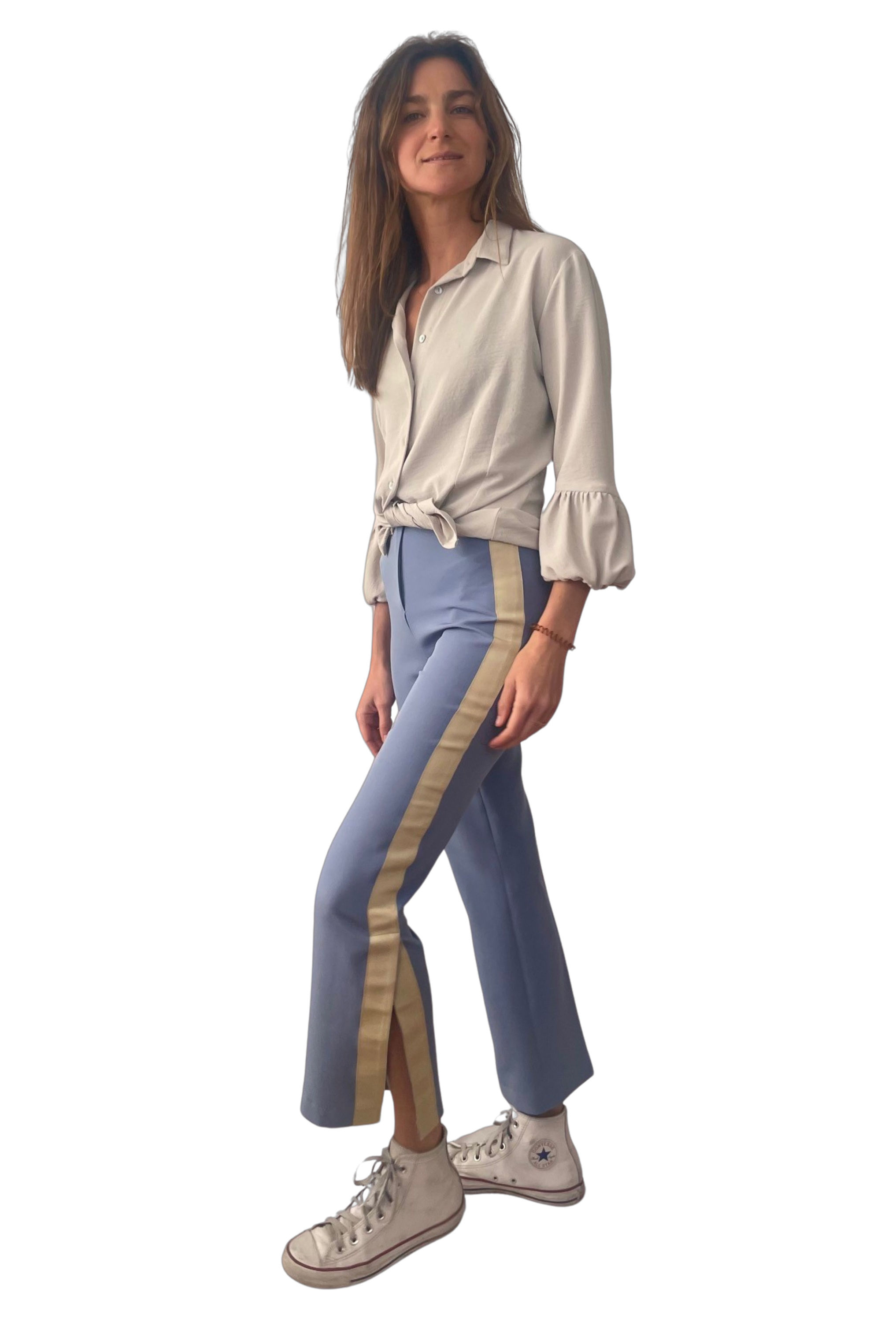 Calças Rectas c/ Fita de Gorgorão e Rachas 