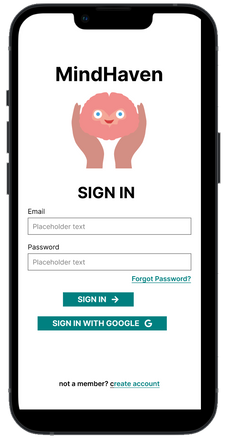 Mental health app design sign in page