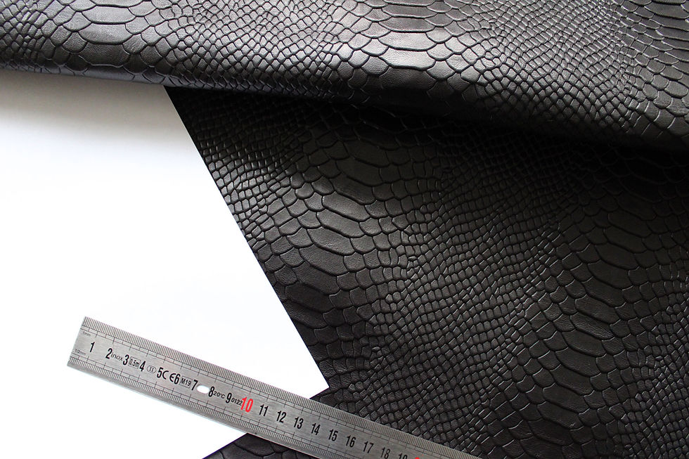 Snake embossed black leather