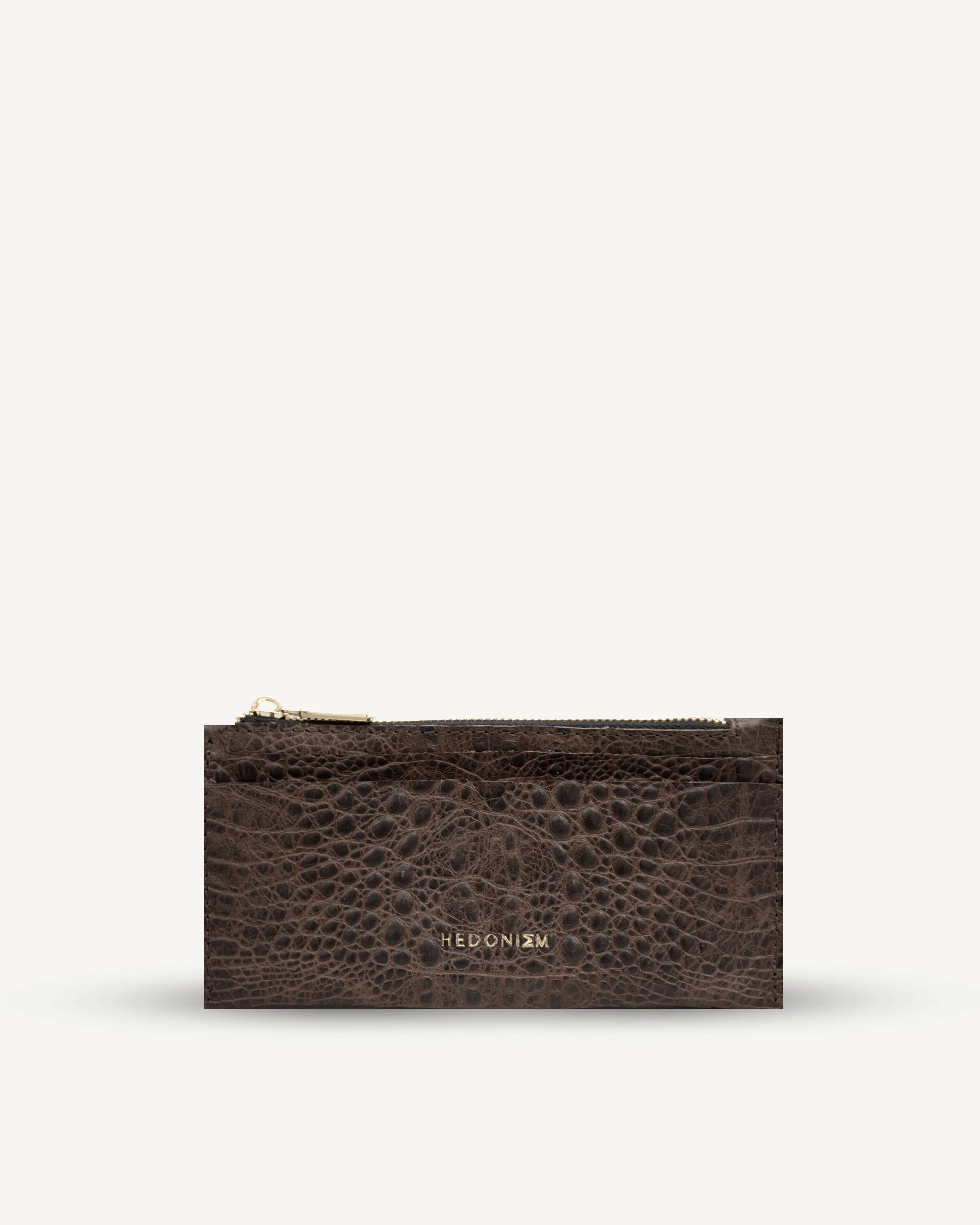 Portfel "V" czekoladowa skóra tłoczona na wzór krokodyla, cztery kolory