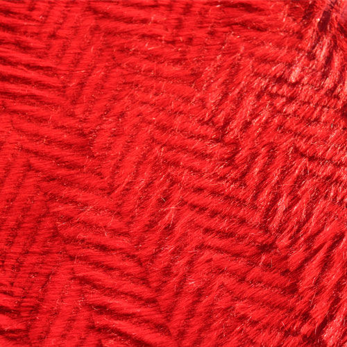 Blood red laser-cut bristles in a herringbone pattern