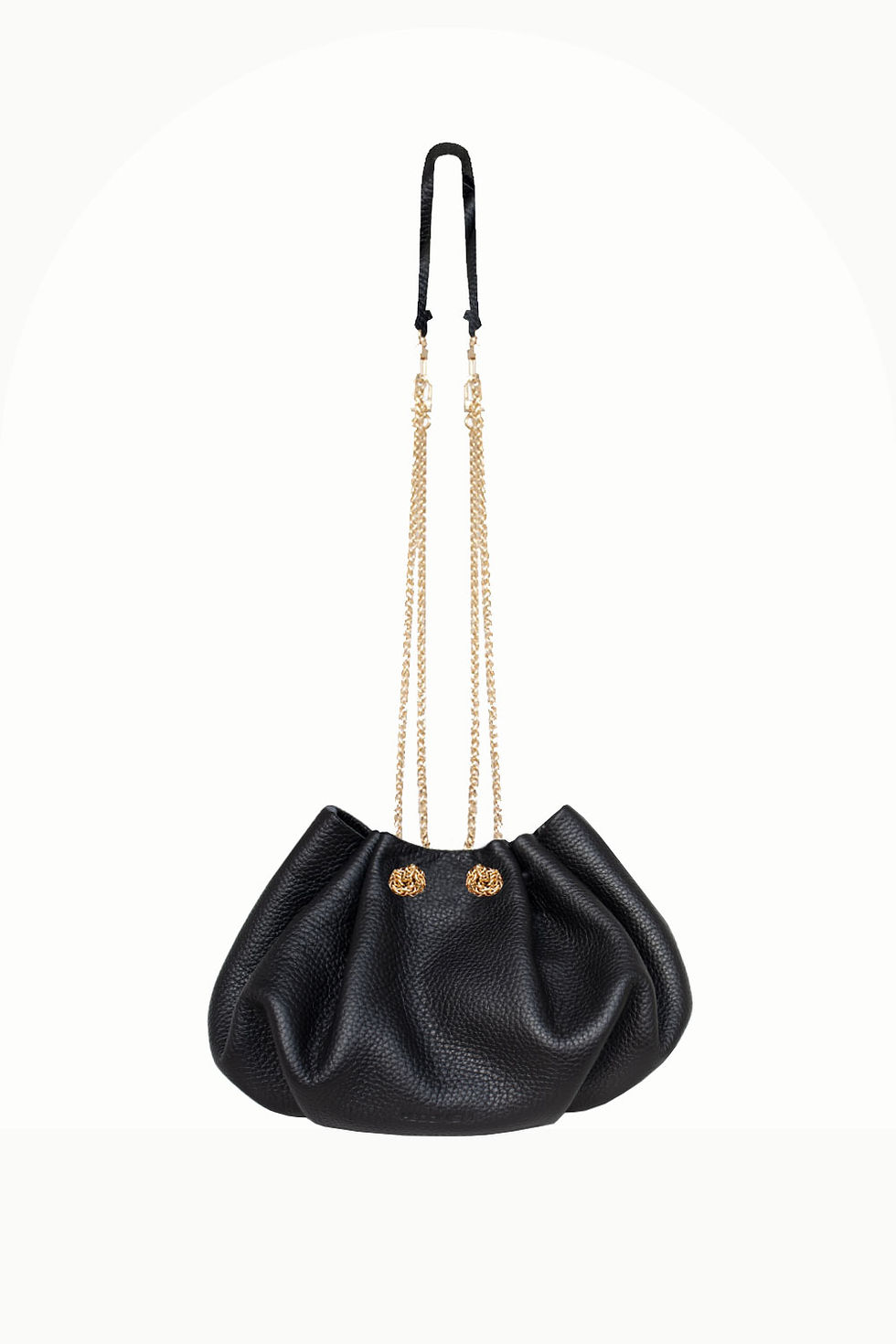 Mini worek "Retro" łańcuchy, czarna skóra typu groszek