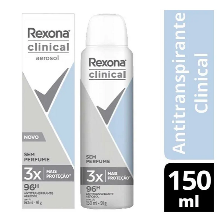 Desodorante Aerossol Rexona Clinical Sem Perfume 96h 150ml