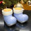 Thumbnail: Cement winter boots in frosty blue, hand-painted and designed to hold tea lights.