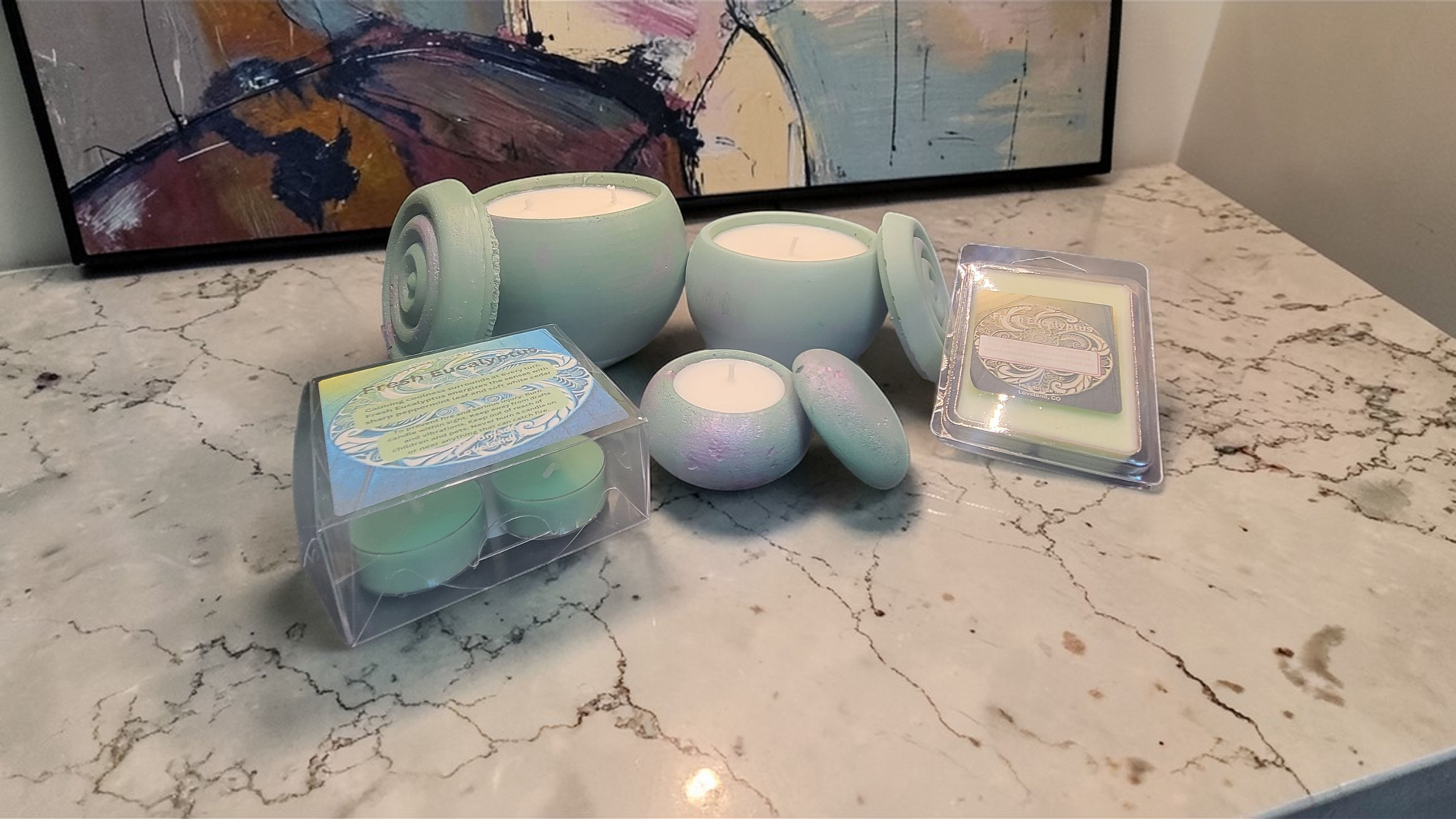 Fresh Eucalyptus soy candle group photo