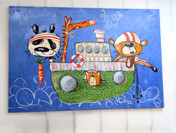 Moin Moin, Kunst aus Marburg, Künstlerin, Kunst kaufenMiriam Noah, naive Kunst,  Malerei, hoher Norden, Arche Noah Kunst, Acrylmalerei, Kunst im Kinderzimmer, Comic, Schifffahrt, Aida, Bootstour