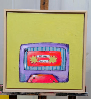 Kunst kaufen Marburg, originiale Kunst, Walkman, 90er Kunst, popart, contemporaryart, Künstlerin Marburg, Acrylmalerei, Originale Kunst, naive Kunst Marburg, Kassette, retro Kunst