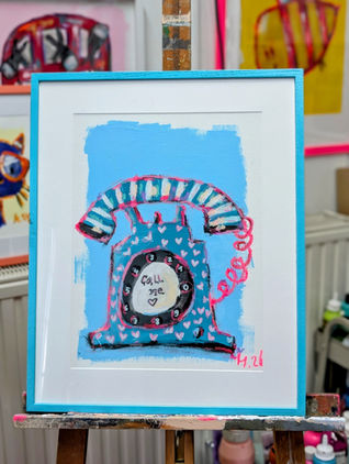 retro Telefon, Wählscheibentelefon, grid Muster Marburg, Kunst aus Marburg, Acrylgemälde Marburg, Miriam Noah