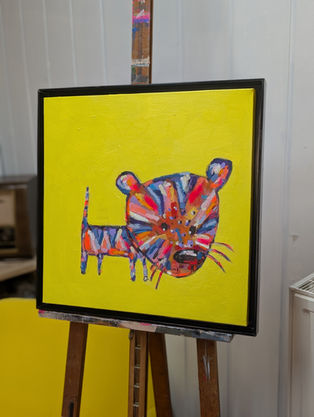 Kunst aus Marburg, Mischtechnik auf Leinwand, Tiger im Tarnmodus, Künstlerin aus Marburg, Miriam Noah, Kunst für Kinder, Kunst kaufen Marburg