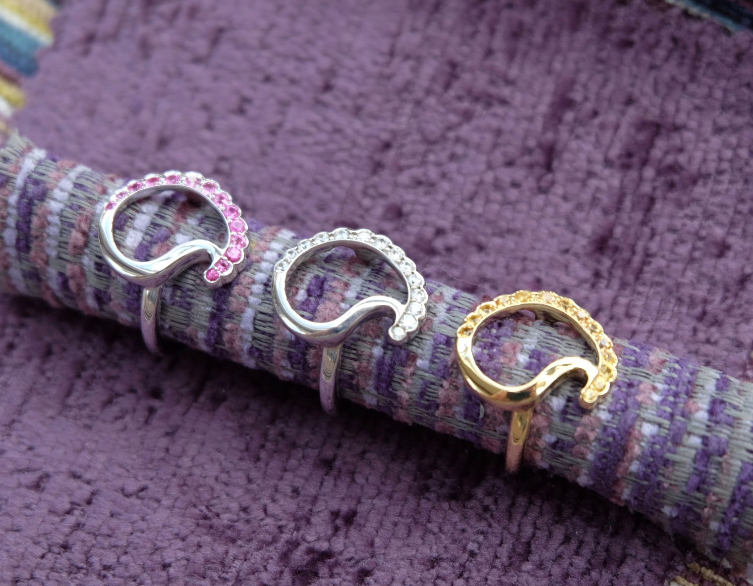 copy of Paisley jacket ring - silver with white cubic zirconia.