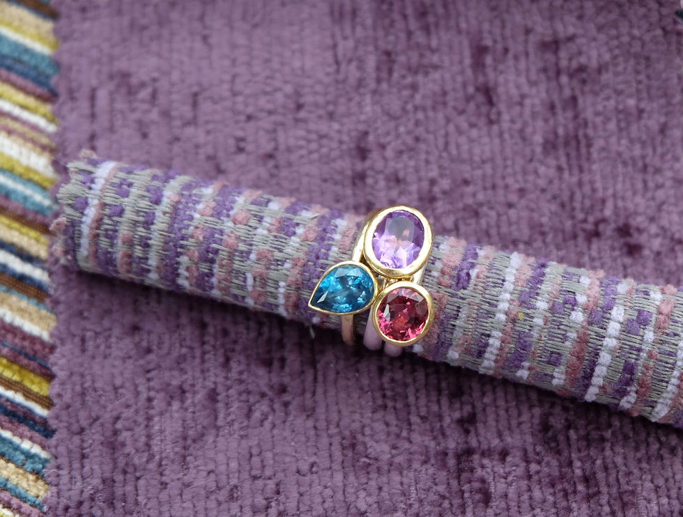 Thumbnail: Paisley jacket ring - 18ct white gold with pink sapphires.