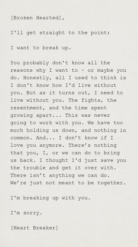 The Art of Breaking Up Book Breakup Letter