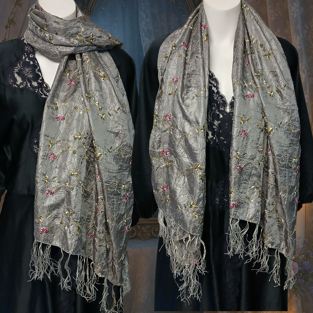 Silver Embroidered scarf