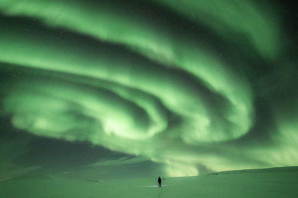 At their best, the northern lights fill the entire sky—an experience you will never forget.