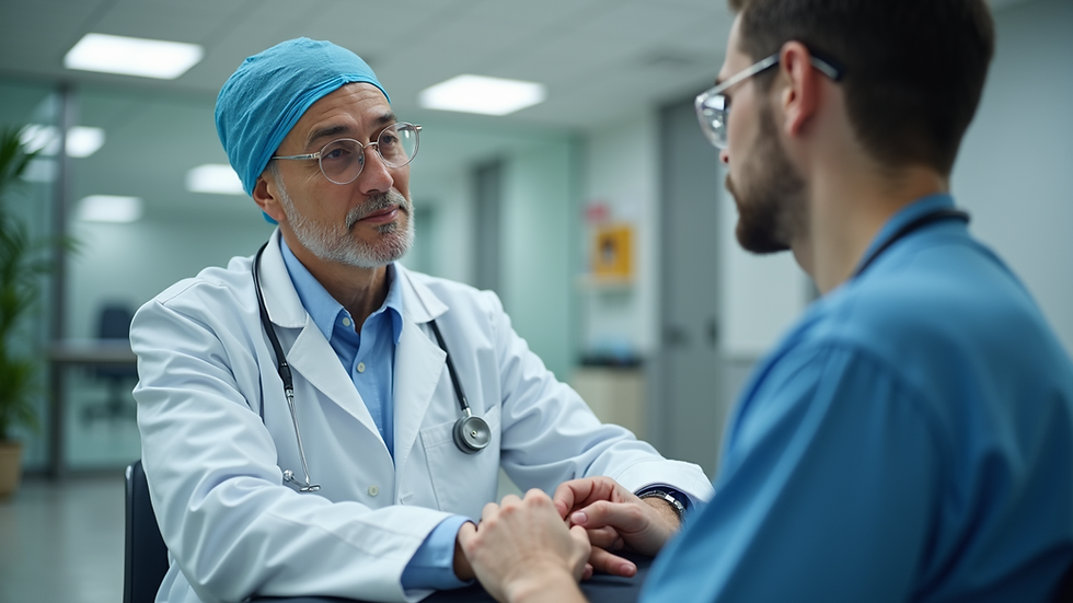 Eye-level view of a healthcare professional discussing treatment options with a patient
