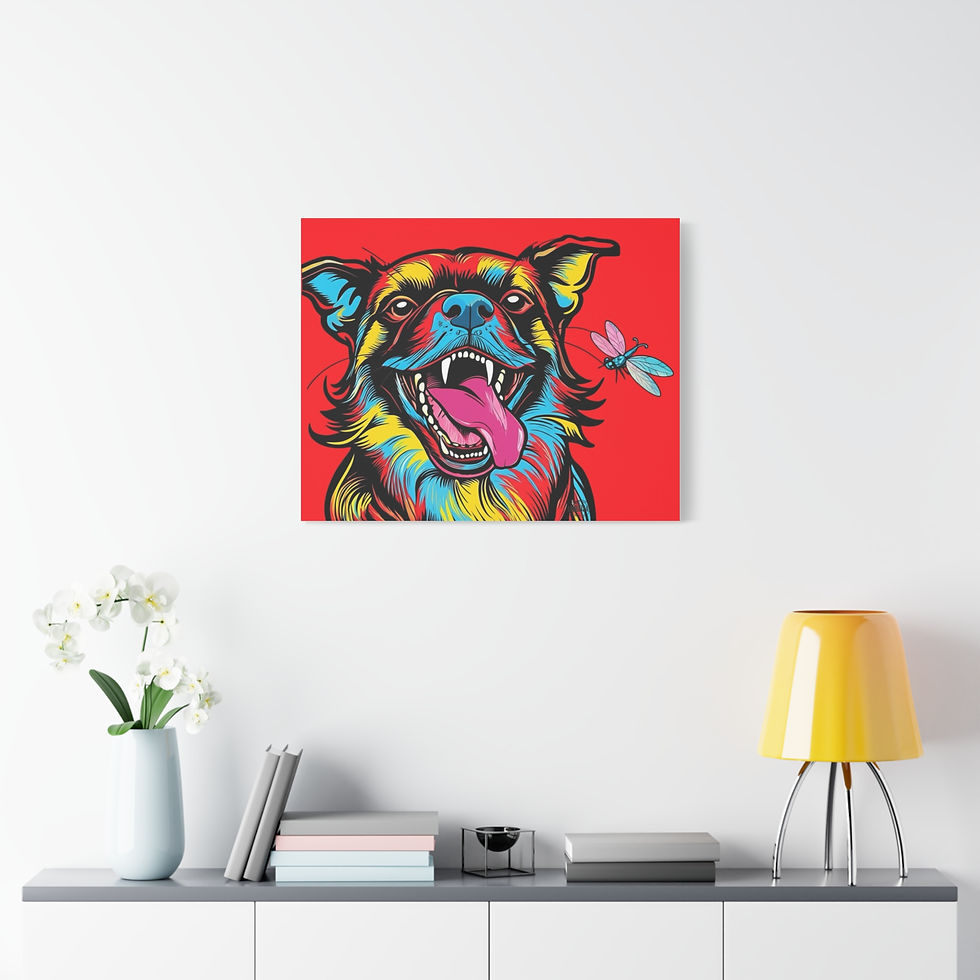 Thumbnail: Vibrant Dog Canvas Artwork, Pet Lover Gift, Colorful Wall Art, Happy Dog Canvas